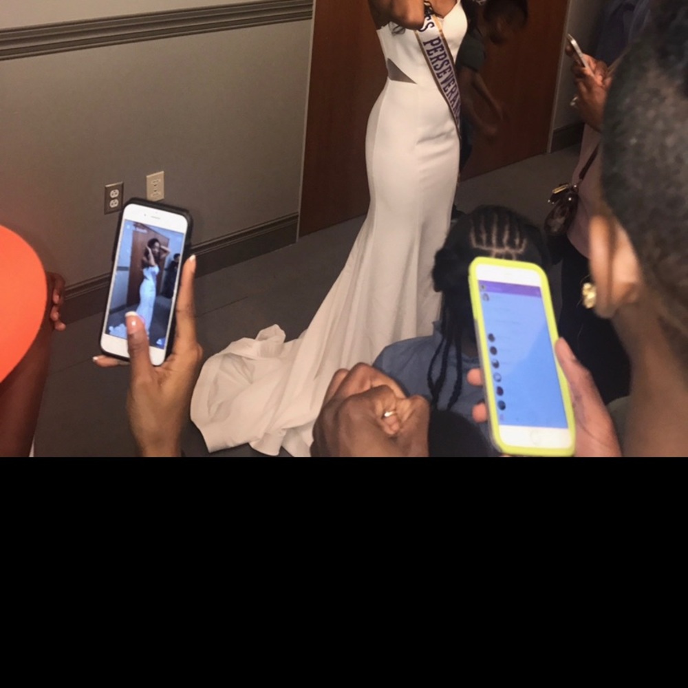 Long white gown with shear sides
